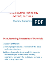 Manufacturing Technology (ME361) Lecture 2: Shantanu Bhattacharya
