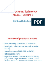 Manufacturing Technology (ME361) - Lecture 3: Shantanu Bhattacharya