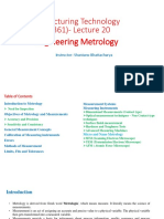 Manufacturing Technology (ME 361) - Lecture 20: Engineering Metrology