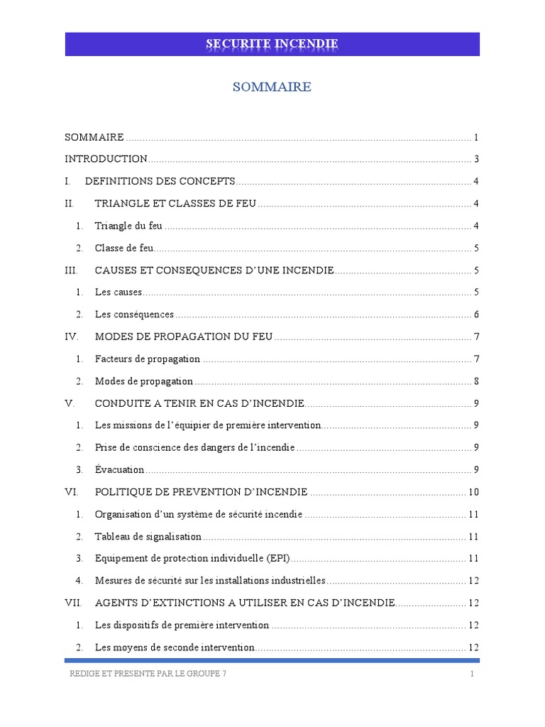Sécurité Incendie : Concepts et Prévention | PDF | La combustion | Sécurité