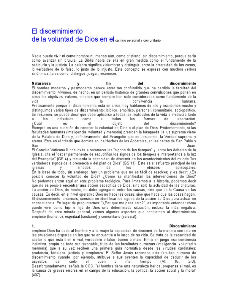 Discernimiento: Clave Espiritual y Comunitaria | PDF | Dios | espíritu ...