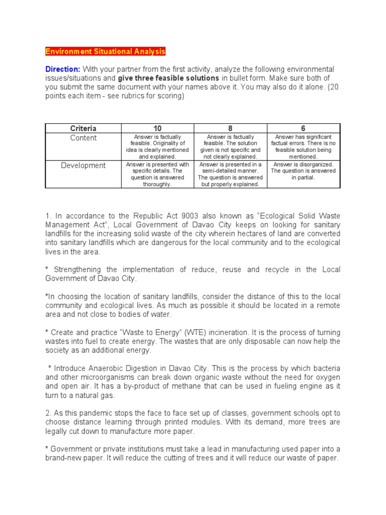 Environment Situational Analysis | PDF | Waste | Recycling
