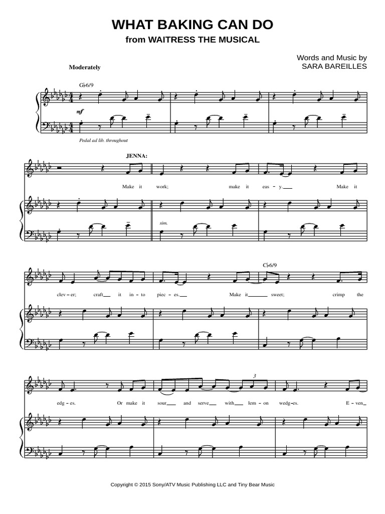 Document-style preview image of What Baking Can Do as a PDF sheet music view, suggesting a downloadable/printable format