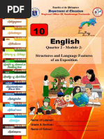 English: Quarter 2 - Module 2: Structures and Language Features of An Exposition