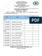 School Form 137: Grade One - Mars