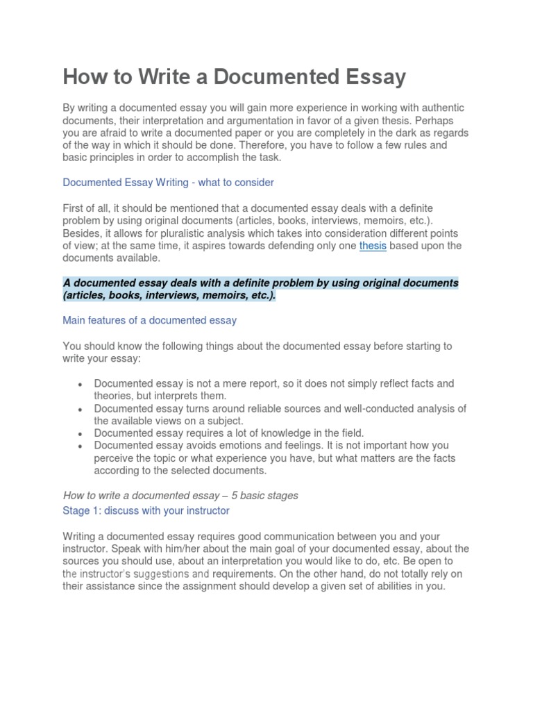 How To Write A Documented Essay | PDF | Essays | Citation