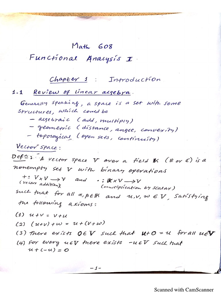 Functional Analysis-Chapter I | PDF