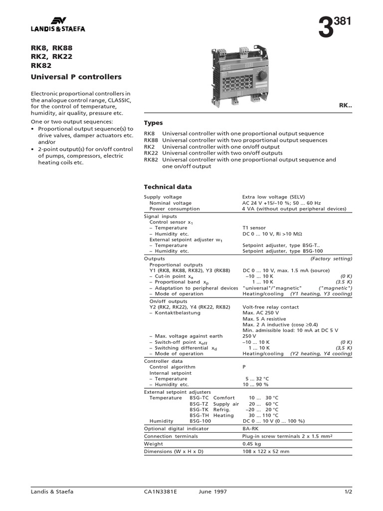 RK8, RK88 RK2, RK22 RK82 Universal P Controllers: Types | PDF ...