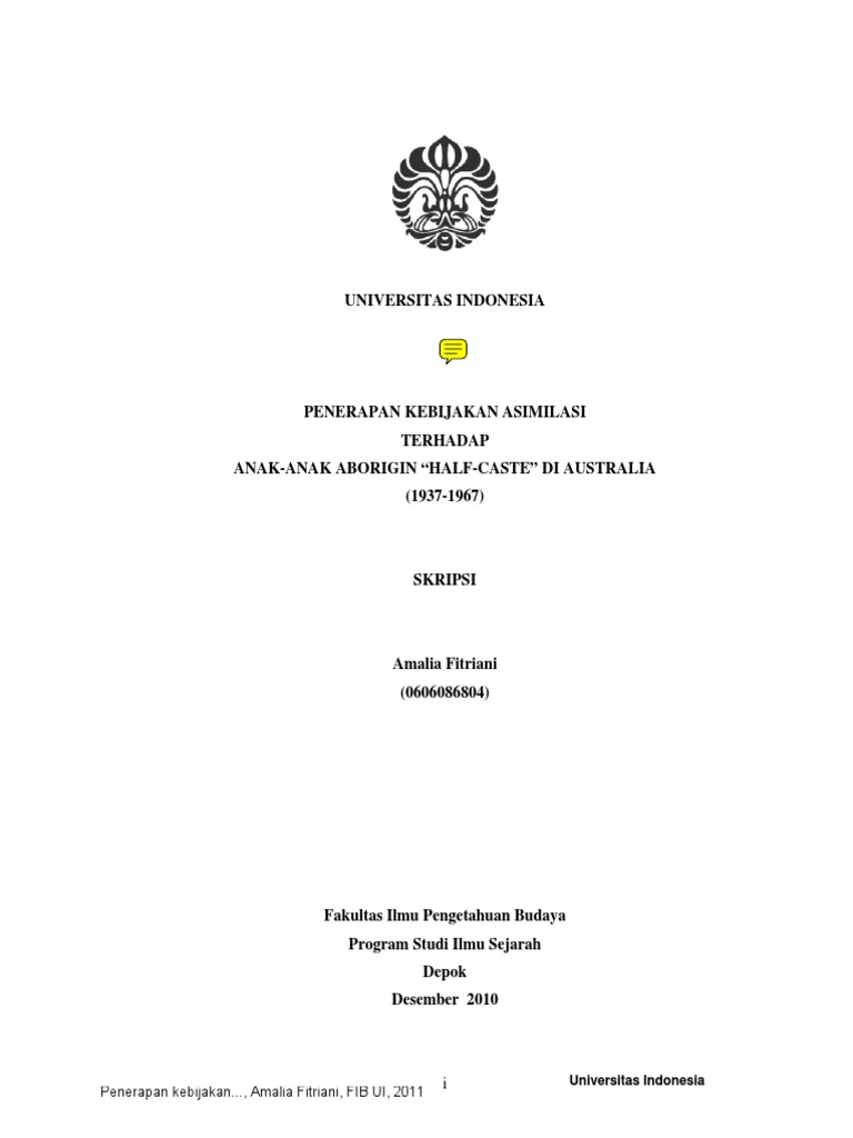 Aborigin Half Caste Skripsi Ui Pdf