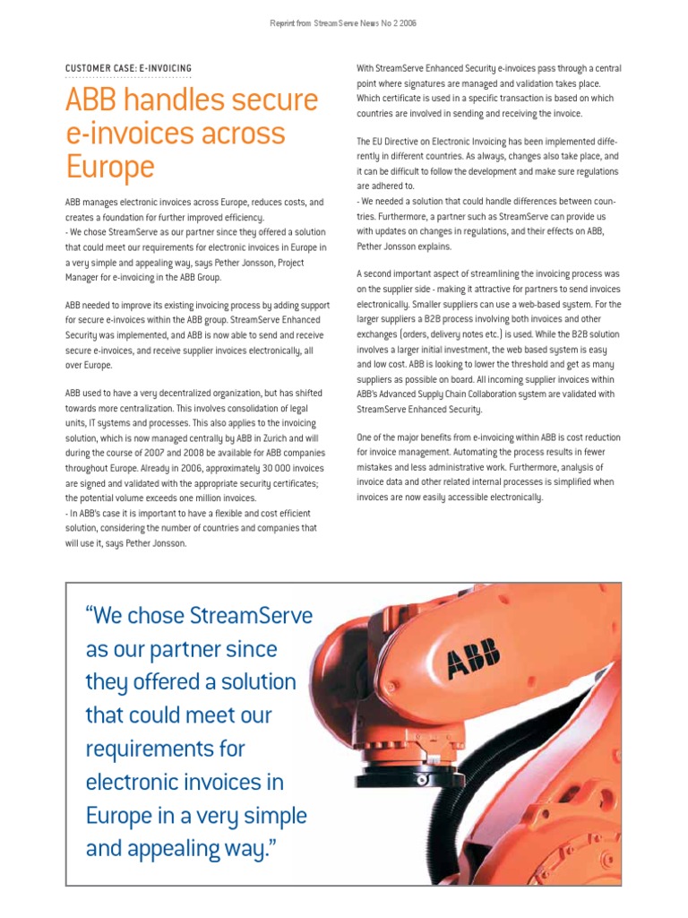 ABB's E-Invoicing Solution in Europe | PDF | Invoice | Information ...