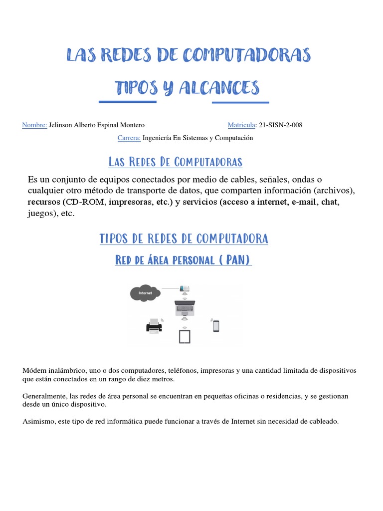 Tipos de Redes de Computadoras y Usos | PDF | Red de computadoras ...