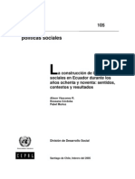 CEPAL, La Construcción de Las Políticas Sociales en Ecuador Durante Los Años Ochenta y Noventa: Sentidos, Contextos y Resultados