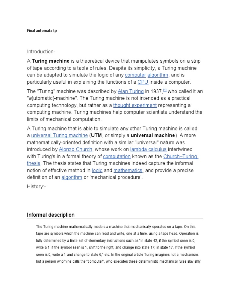 Understanding Turing Machines | PDF | Algorithms | Software Engineering