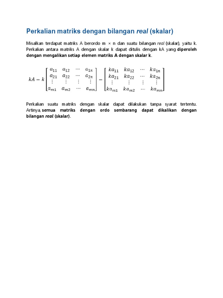 Perkalian Matriks Dengan Bilangan (Skalar) | PDF | Komputer