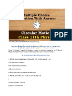 Class 11 Physics Multiple Choice Questions - MCQs - With Answer On Circular Motion Topic