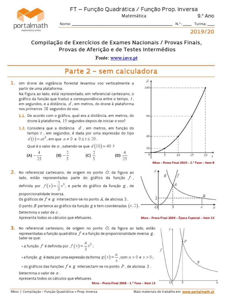9ano Ex Quadratica Inversa 12fev2020 | PDF | Sistema de coordenada ...