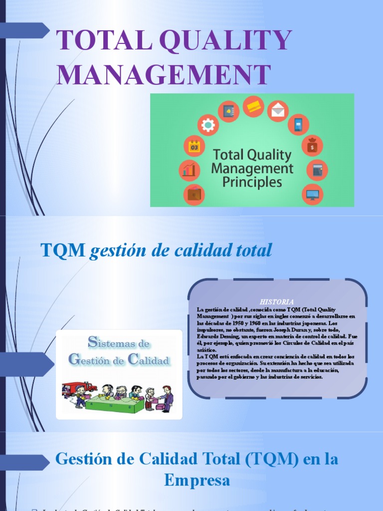 TQM Gestión de Calidad Total PDF Gestión de la calidad Calidad