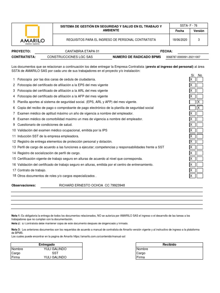Formato f76 Richard Ochoa | PDF