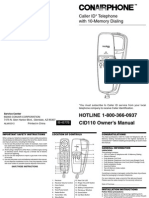 Caller ID Telephone With 10-Memory Dialing: HOTLINE 1-800-366-0937 CID110 Owner's Manual