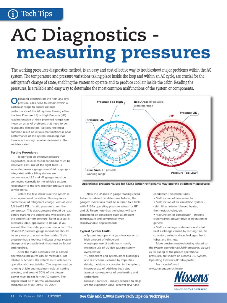 Ac Diagnostics Measuring Pressures PDF Pressure Heat Exchanger
