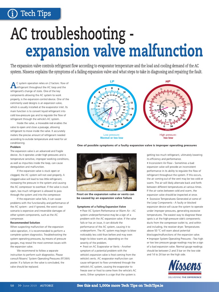 Expansion Valve Malfunction AC Troubleshooting PDF Equipment