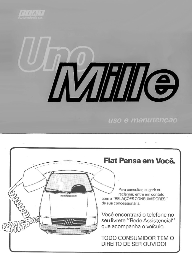 Fiat Uno Mille 1990 - 1991 Manual Do Proprietário | PDF