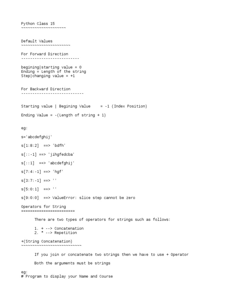 PYthon Class 15 Telugu | PDF | String (Computer Science) | Python ...