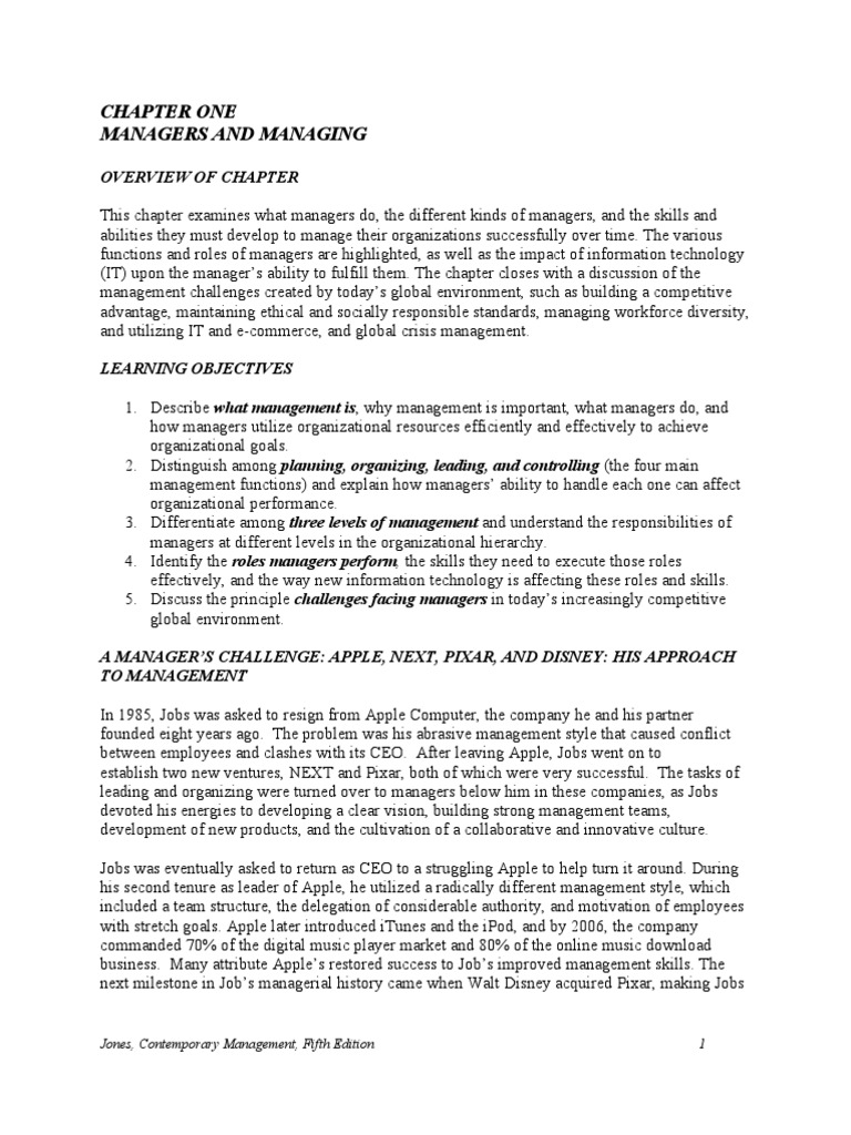 Chapter One Managers and Managing | PDF