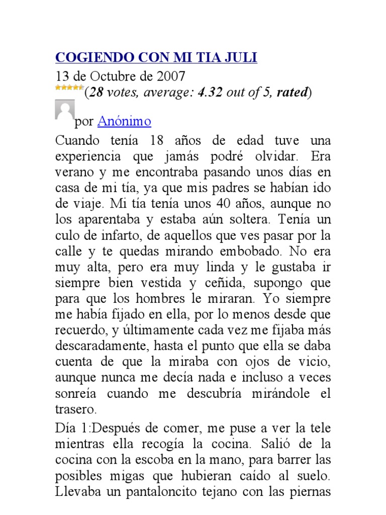 Cogiendo Con Mi Tia Juli PDF Ocio