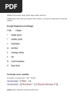 Escape Sequences in Strings