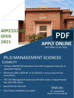 Admissions Open 2021: PH.D Management Sciences