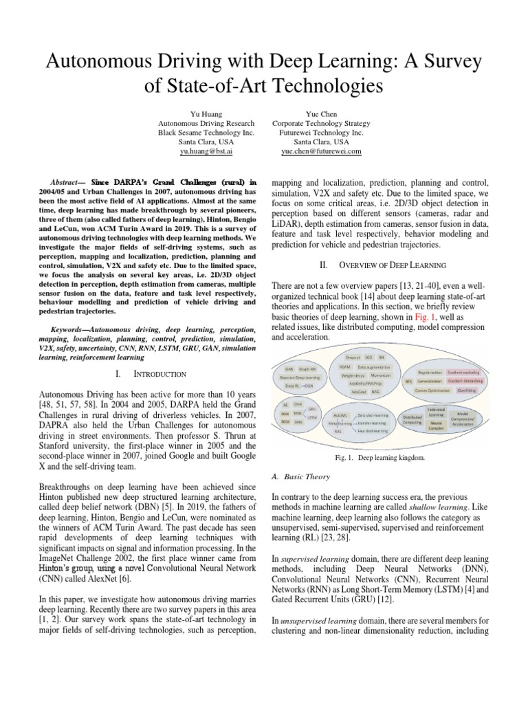 Autonomous Driving Deep Learning Survey | PDF | Deep Learning | Lidar