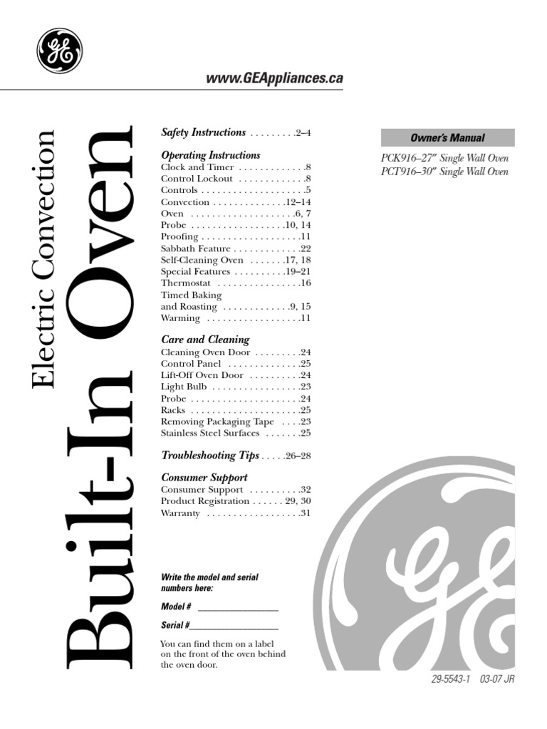 GE Profile Oven Manual PDF Grilling Oven