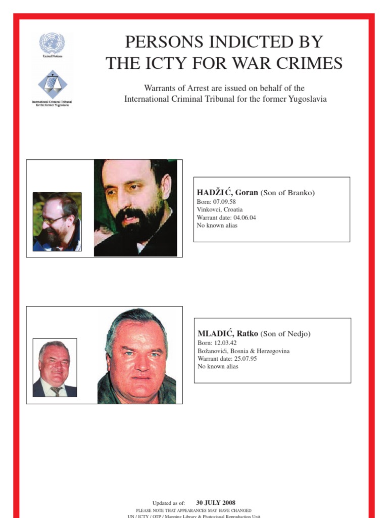 ICTY War Crimes Indictments List | PDF