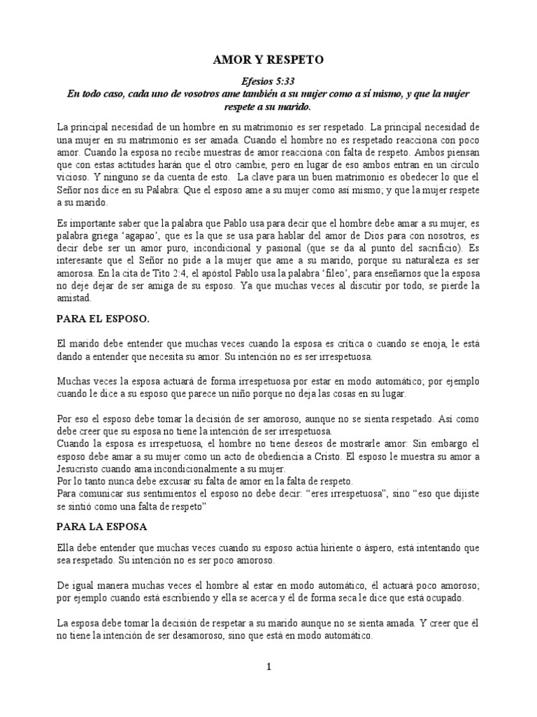2 Amor y Respeto | PDF | Amor | Cristo (título)