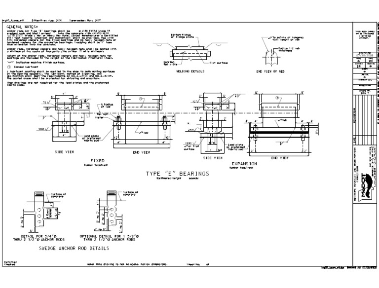 Type "E" Bearings General Notes PDF Bearing (Mechanical) Sheet Metal