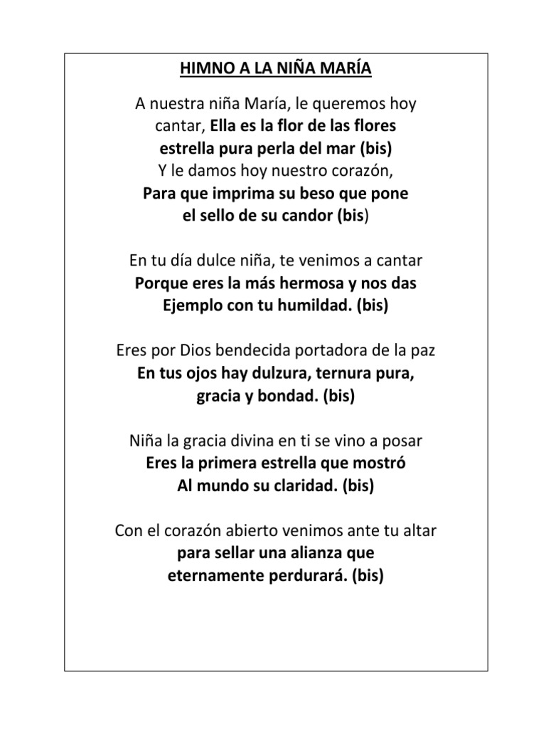 Himno A La Niña María | PDF