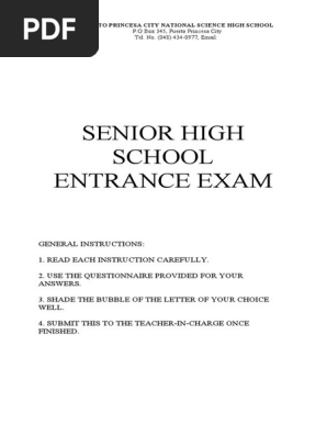 SENIOR HIGH SCHOOL ENTRANCE