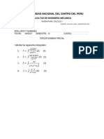 Universidad Nacional Del Centro Del Peru: Calcular Las Siguientes Integrales: 1. (5) 2. (5) 3.