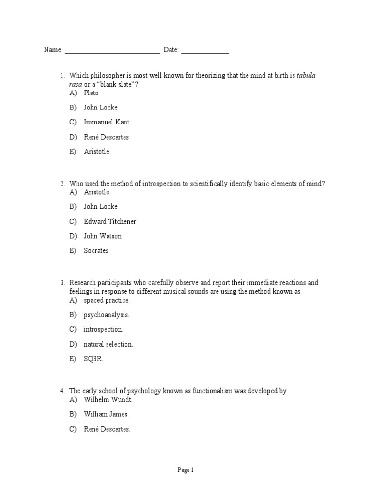 Rasa or A "Blank Slate"? PDF Psychology Experiment