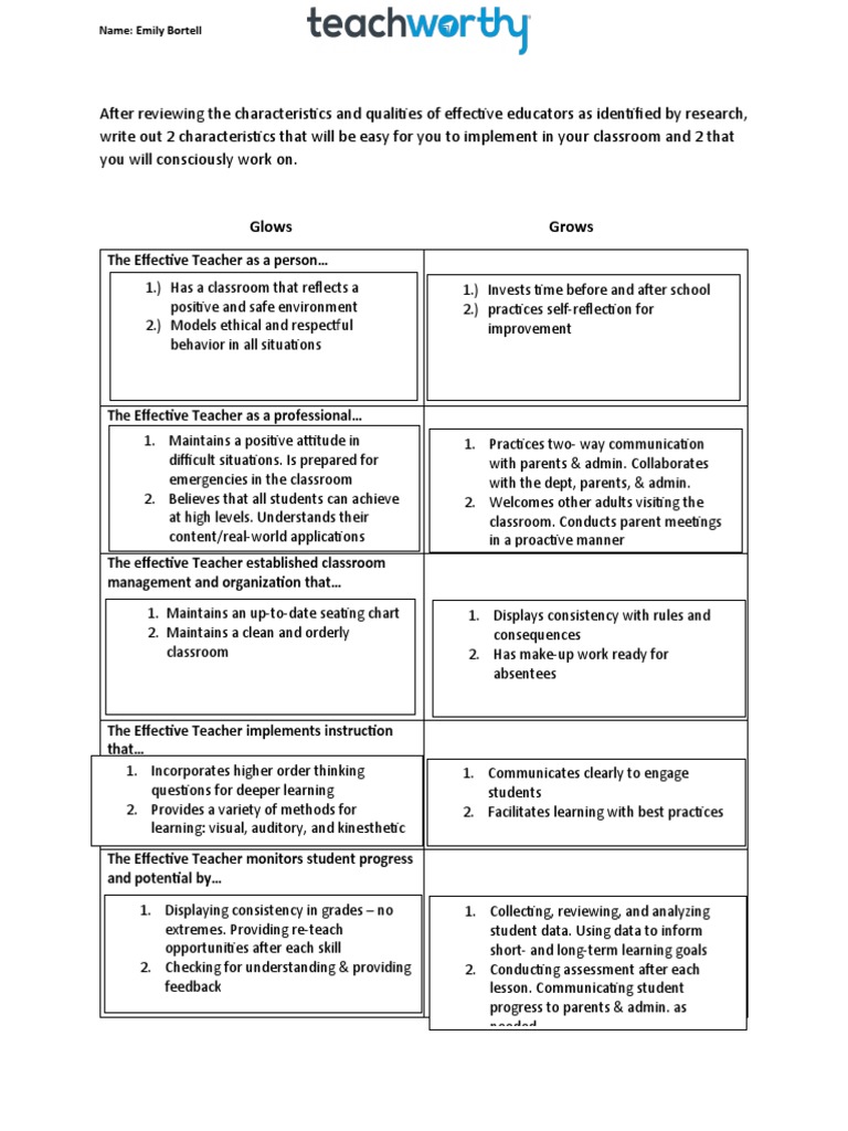 Effective Teacher Characteristics Guide | PDF | Classroom | Teachers