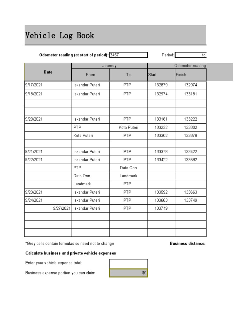 Vehicle Log Book RM 701 Download Free PDF Service Industries Manufactured Goods