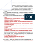 Cuestionario La Iglesia en La Edad Media Gael Antezana 4to D