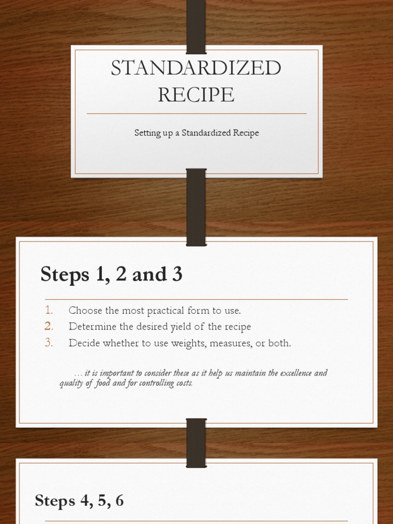 Guidelines for Developing Accurate and Efficient Standardized Recipes | PDF