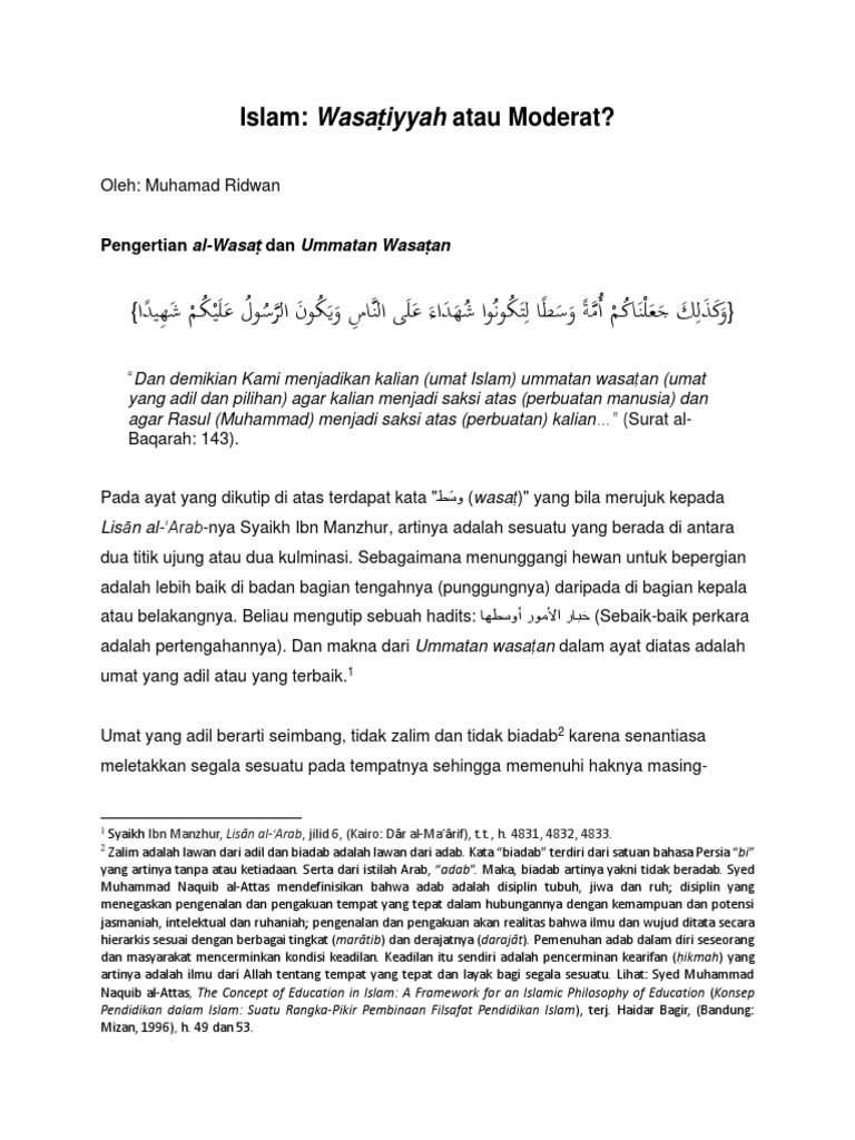 Islam Wasathiyah Atau Moderat Muhamad Ridwan Pdf