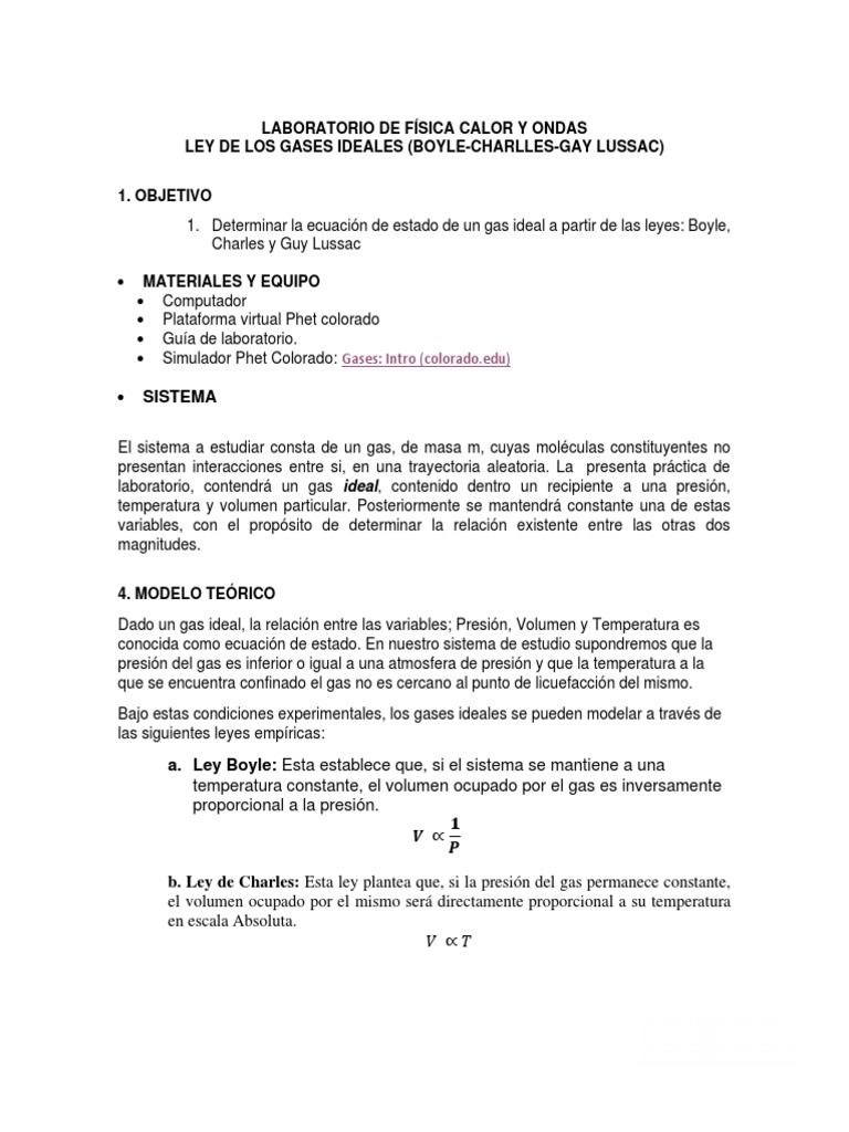 Leyes de los Gases Ideales en Laboratorio | PDF | Gases | Temperatura