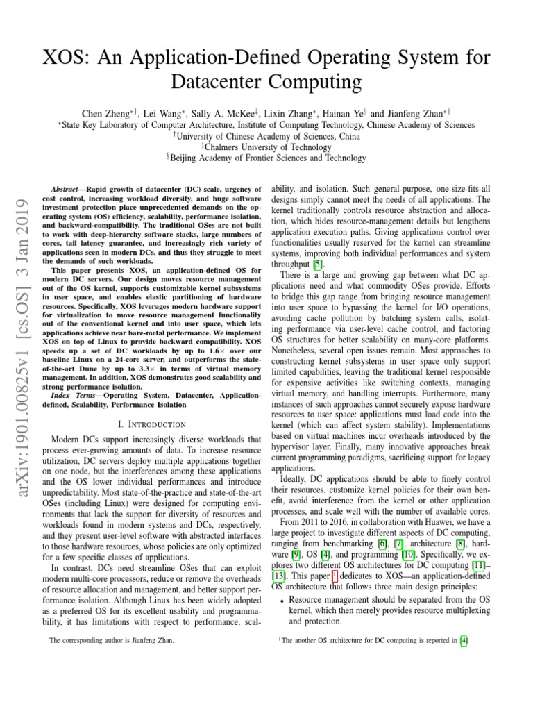 XOS: An Application-Defined Operating System For Datacenter Computing ...