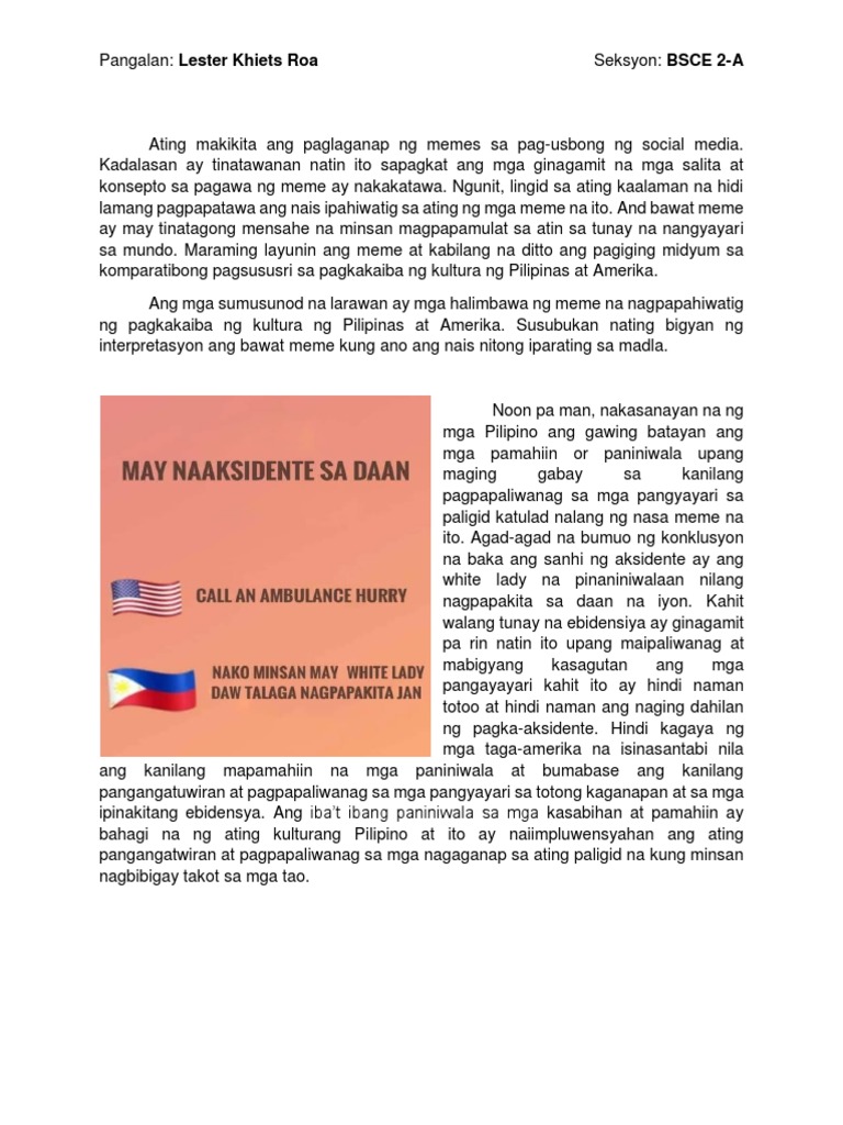 Interpretasyon NG Mga Memes - ROA BSCE 2-A | PDF