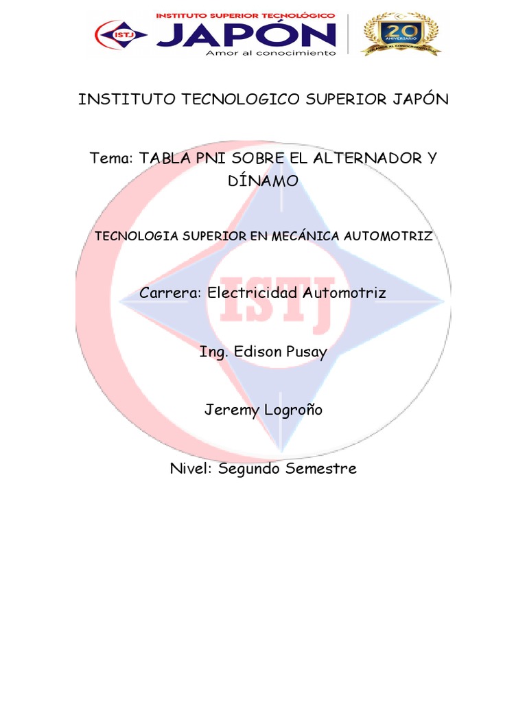 Tabla PNI: Alternador y Dinamo | PDF | Corriente eléctrica | Ingenieria ...