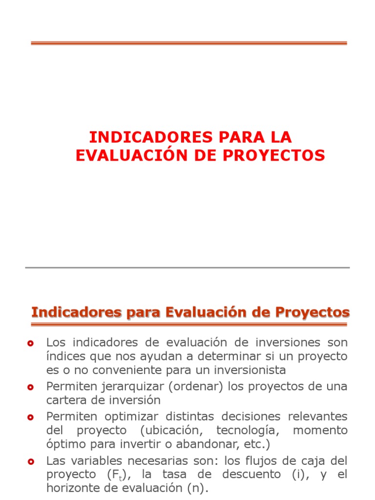 Indicadores para Evaluación de Proyectos | PDF | Tasa interna de ...